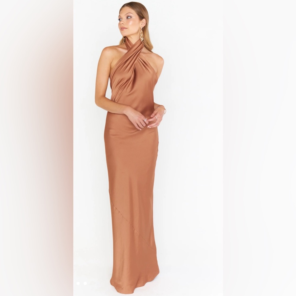 Jasmine Halter Maxi Dress - Copper Luxe Satin